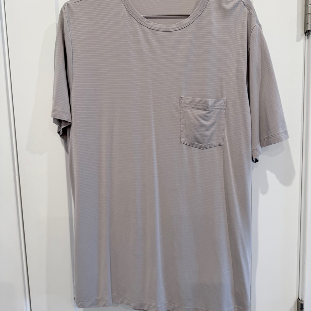 Vuori Men's Taupe Thin Striped Short Sleeve Tee